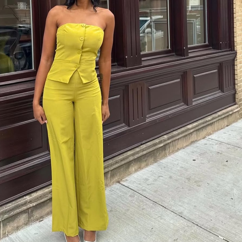 Bandeau chartreuse jumpsuit XS NWT - Picture 6 of 6